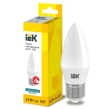 Лампа LED ALFA C35 свеча 10Вт 230В 4000К E27 IEK