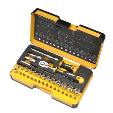 Набор бит SL/ND/PH/Tx/SQ/BH/MS с трещоткой и рукояткой ERGONIC в кейсе, 36 шт