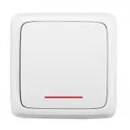 Выключатель одноклавишный наружный с изоляционной пластиной с индикацией белый 10А