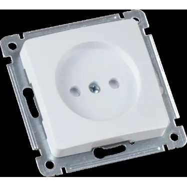 MASTER Розетка одноместная со шторками, скрытой установки, в рамку, белый