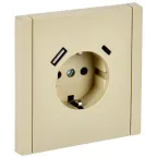 FORTE@PIANO Розетка 1-местная с заземлением с защитными шторками винтовое крепление 16А USB A+C 18Вт FP447 ваниль IEK