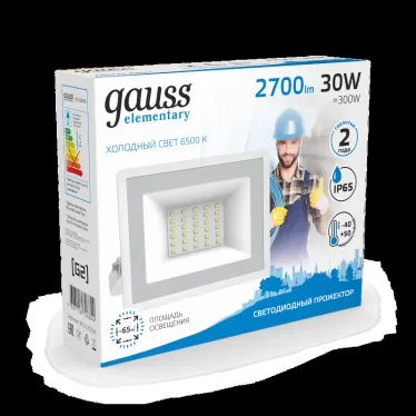 Прожектор светодиодный ДО 30 Вт 2700 лм 6500К AC 220В IP65 126х136х126мм Elementary G2 Gauss
