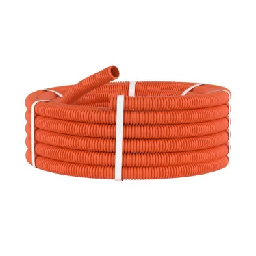 Труба гофрированная ПНД 20мм без протяжки тяжелая оранжевая (100м)