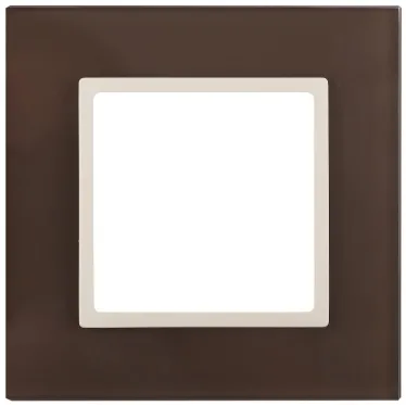 Рамка на 1 пост, стекло, Эра Elegance, мокко+сл.кость, 14-5101-31