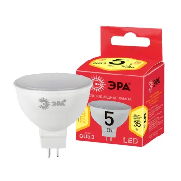 Лампа светодиодная ECO LED MR16-5W-827-GU5.3 (диод, софит, 5Вт, тепл, GU5.3) (10/100/4000)