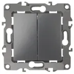 Переключатель двойной, 10АХ-250В, Эра12, графит,12-1106-12