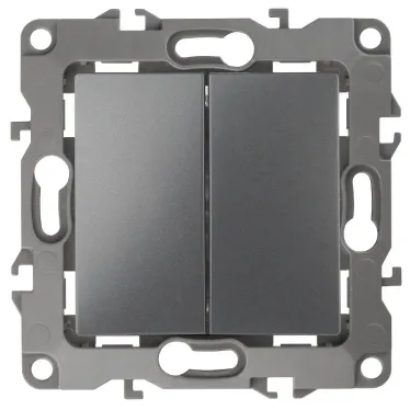 Переключатель двойной, 10АХ-250В, Эра12, графит,12-1106-12