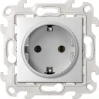 Розетка с заземлением Schuko 2Р+Е 16A 250В~ с системой Push@Go цвета алюминий S24 Harmonie