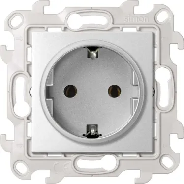 Розетка с заземлением Schuko 2Р+Е 16A 250В~ с системой Push@Go цвета алюминий S24 Harmonie