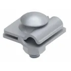 Соединитель с пластиной для крепения прутка 6-10 мм на металлоконструкциях и стальных листах до 5 мм. Материал - горячеоцинкованная сталь.