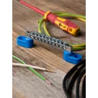 Шина 0 N (6x9мм) 10 отв. цинк 2 синих угловых изолятора