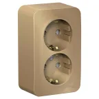 Розетка BLANCA наружная двойная, с заземлением, со шторками, с изолирующей пластиной, 16А, 250В, титан