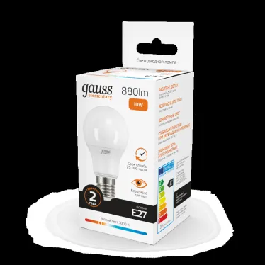 Лампа светодиодная LED 10 Вт 880 лм 3000К А60 груша теплый E27 AC 220В Elementary Gauss