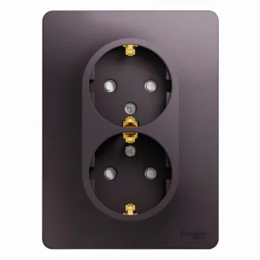 GLOSSA розетка двойная с заземлением со шторками в сборе сиреневый туман