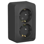 BLANCA розетка наружная двойная с заземлением без шторок, 16А, 250В, антрацит