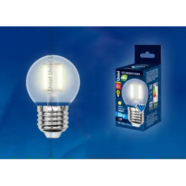 Лампа светодиодная LED 6вт 200-250В шар матовое 500Лм Е27 3000К Sky филамент