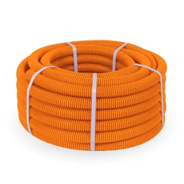 Труба гофрированная ПВХ легкая 350 Н оранжевая с/з d32 мм (25 м/1375 м уп/пал)