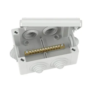 Коробка уравнивания потенциалов 12 зажимов 6 вводов д.25мм 120х80х50мм IP55