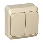 ЭТЮД Выключатель двухклавишный наружный бежевый сх.5