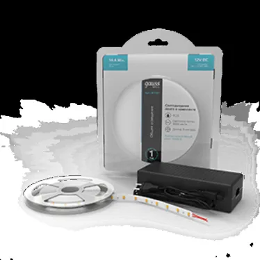 Лента светодиодная LED 2835/240-SMD 14.4 Вт/м 1600 лм/м 4000К DC 12В IP20 8мм комплект лента и драйвер (блистер 5м) Basic Gauss