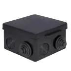 Коробка распределительная КМР-030-031 с крышкой (80х80х50), 7 мембр. вводов чёрная IP54