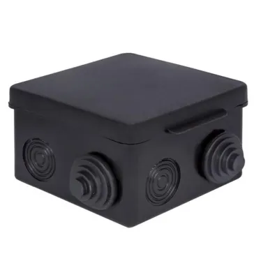 Коробка распределительная КМР-030-031 с крышкой (80х80х50), 7 мембр. вводов чёрная IP54