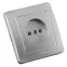 Розетка скрытая со шторками серебро