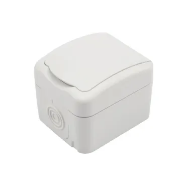 Розетка одноместная (керамика) Mini OG IP54, с заземлением, о/у, белая