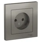 Розетка ATLASDESIGN без заземления 16А в сборе сталь
