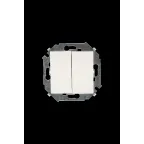 15 Выключатель двухклавишный проходной (переключатель) 16А 250В винтовой зажим слоновая кость