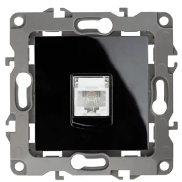 Розетка телефонная RJ11, Эра12, чёрный, 12-3105-06