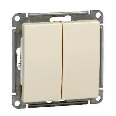 W59 Выключатель двухклавишный, 10АХ, механизм, слоновая кость