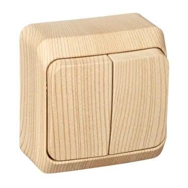 ЭТЮД Выключатель двухклавишный наружный сосна сх.5