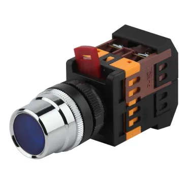 Кнопка ABLF-22 синий d22мм неон/240В1з+1р