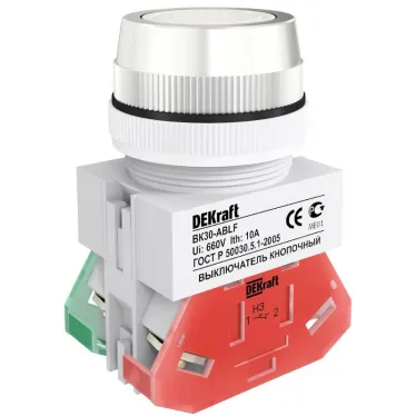 Выключатель кнопочный ВK-30 ABLF диам. 30мм белый 220В