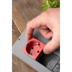 Розетка 45х45 (2 модуля), с заземлением, красная, прямая