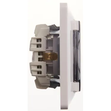 GLOSSA Розетка с заземлением со шторками с крышкой белая в сборе IP44