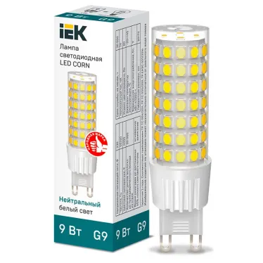 Лампа светодиодная CORN капсула 9Вт 230В 4000К керамика G9 IEK