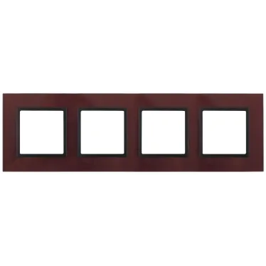 Рамка на 4 поста, стекло, Эра Elegance, бордо+антр, 14-5104-25