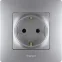 ETIKA Розетка с заземлением со шторками алюминий винтовые зажимы