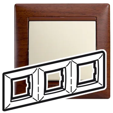 VALENA Рамка 3 поста горизонтальная тонированное дерево