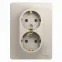 GLOSSA розетка двойная с заземлением в сборе молочный