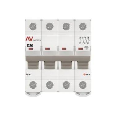 Выключатель автоматический AV-10 4P 20A (D) 10kA AVERES