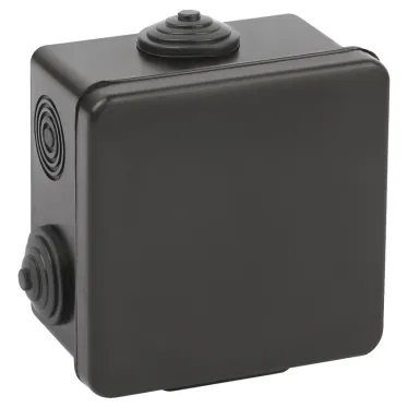 Распределительная коробка KOR-80-80-50-7g-B открытой установки черная 80х80х50мм с гермовводами 7 вх. IP54