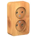 BLANCA розетка наружная двойная без заземлением без шторок с изолирующей пластиной, 16а, 250в, ясень