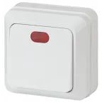 Выключатель Intro Quadro 2-102-01 одноклавишный с подсветкой, 10А-250В, IP20, ОУ, белый