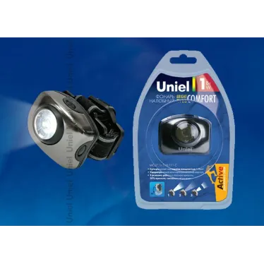 S-HL011-C Gun Metal Фонарь серии Стандарт «Bright eyes — comfort» (налобный фонарь), алюминиевый корпус, 1 LED, упаковка — кламшелл, 3хААА н/к