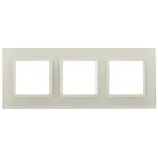 Рамка для розеток и выключателей Elegance 14-5103-02 на 3 поста, стекло, слоновая кость+сл. кость, белое основание
