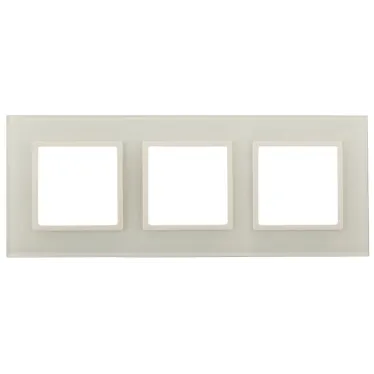 Рамка для розеток и выключателей Elegance 14-5103-02 на 3 поста, стекло, слоновая кость+сл. кость, белое основание