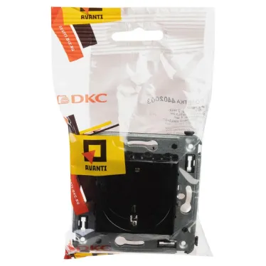 Avanti Розетка в стену, 2P+E, с защитными шторками, ''Черный квадрат''